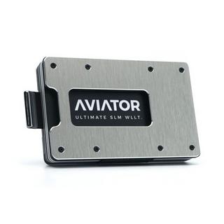 AVIATOR Smart Wallet Slide Brushed Silver Carbon Clip  