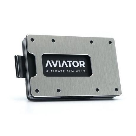 AVIATOR Smart Wallet Slide Brushed Silver Carbon Clip  