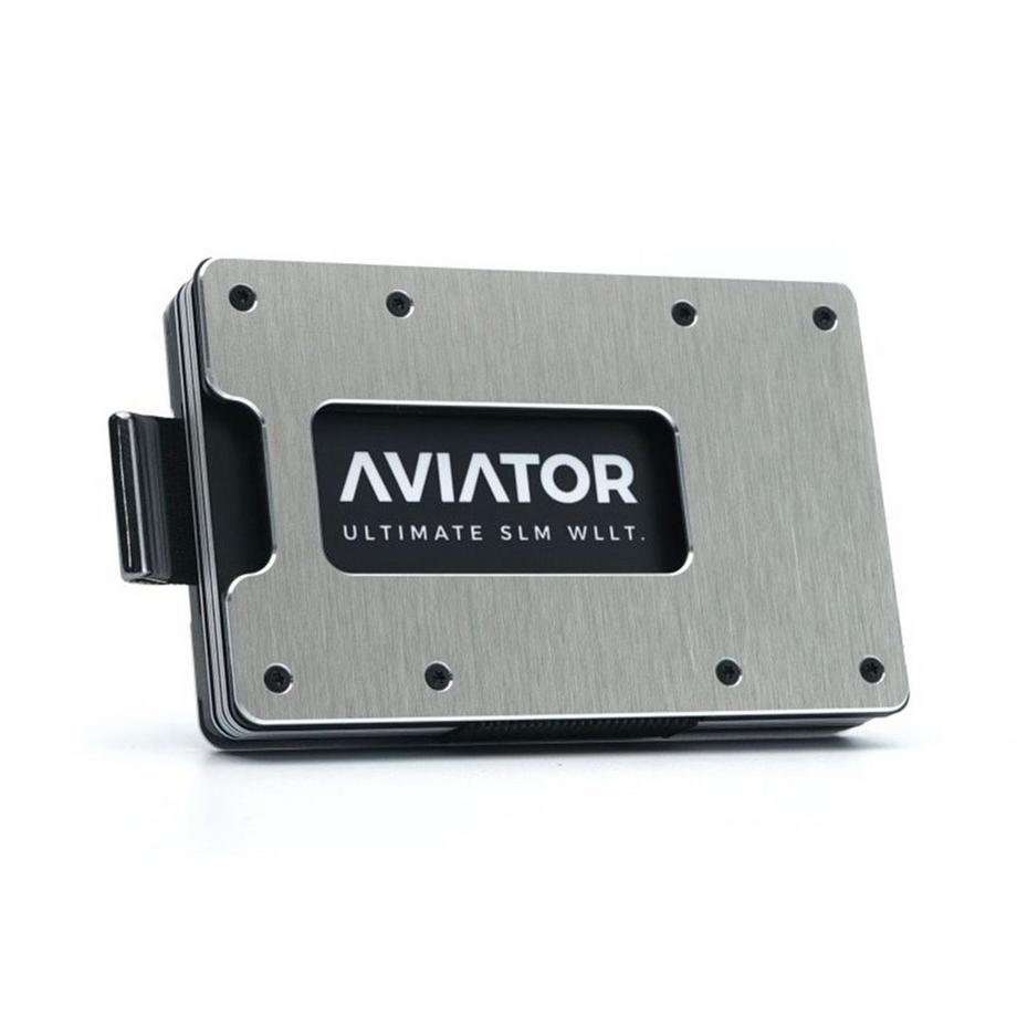 Aviator Smart Wallet Slide, Brushed Silver Carbon Clip