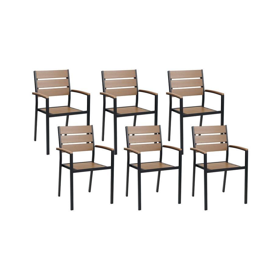 Beliani Set di 6 sedie da giardino en Legno plastico Industriale VERNIO  