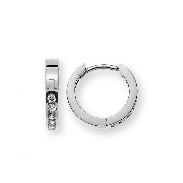 Image of Creolen Weissgold 750 Brillanten 0.29ct. Scharnier 12.5mm Damen Silber ONE SIZE