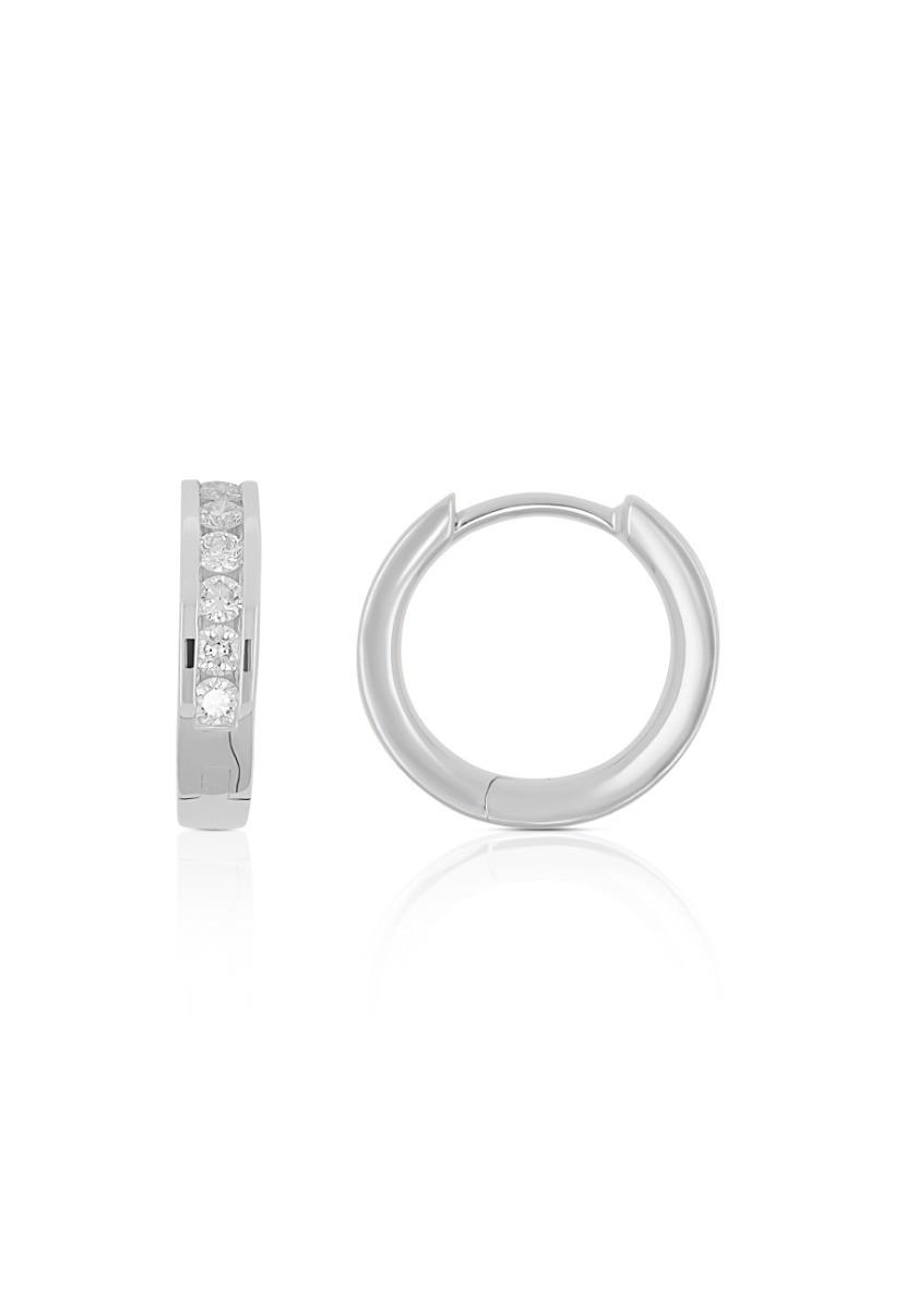 MUAU Schmuck  Créoles en or blanc 750 brillants 0.29ct. Charnière 12.5mm 