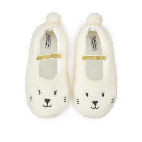 La Redoute Collections  Chaussons ballerines chauds peluche broderie lapin 
