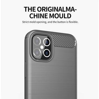 Cadorabo  Housse compatible avec Apple iPhone 12 / 12 PRO - Coque de protection en silicone TPU flexible, aspect inox et fibre de carbone 