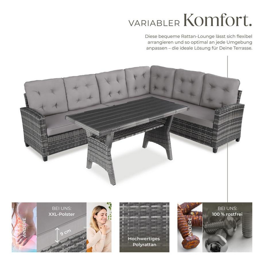 Tectake Salottino lounge in rattan  Catania per 6 persone  