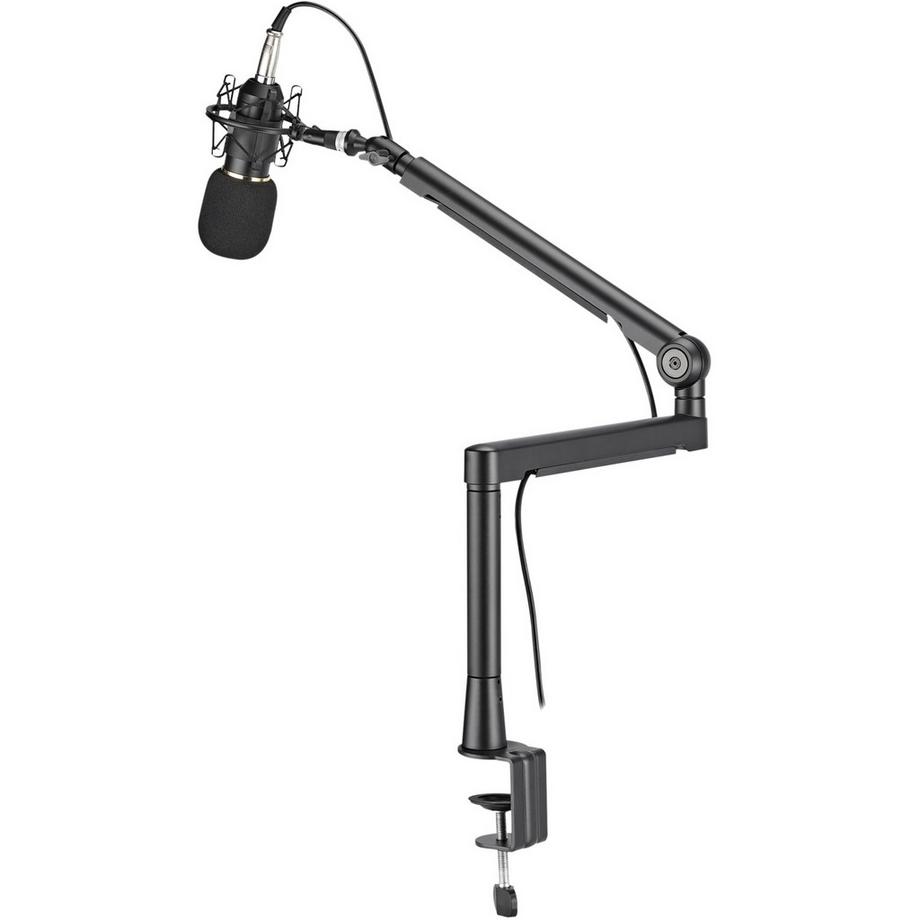 LogiLink  Professioneller Studio-Mikrofonarm mit Kabelmanagement, Aluminium, Schwarz 