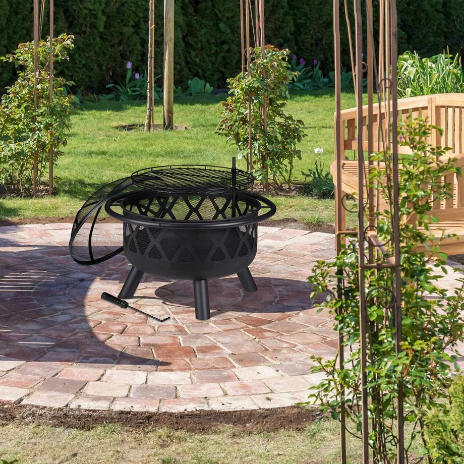 B2X  Feuerstelle mit Grillrost und Funkenschutz 