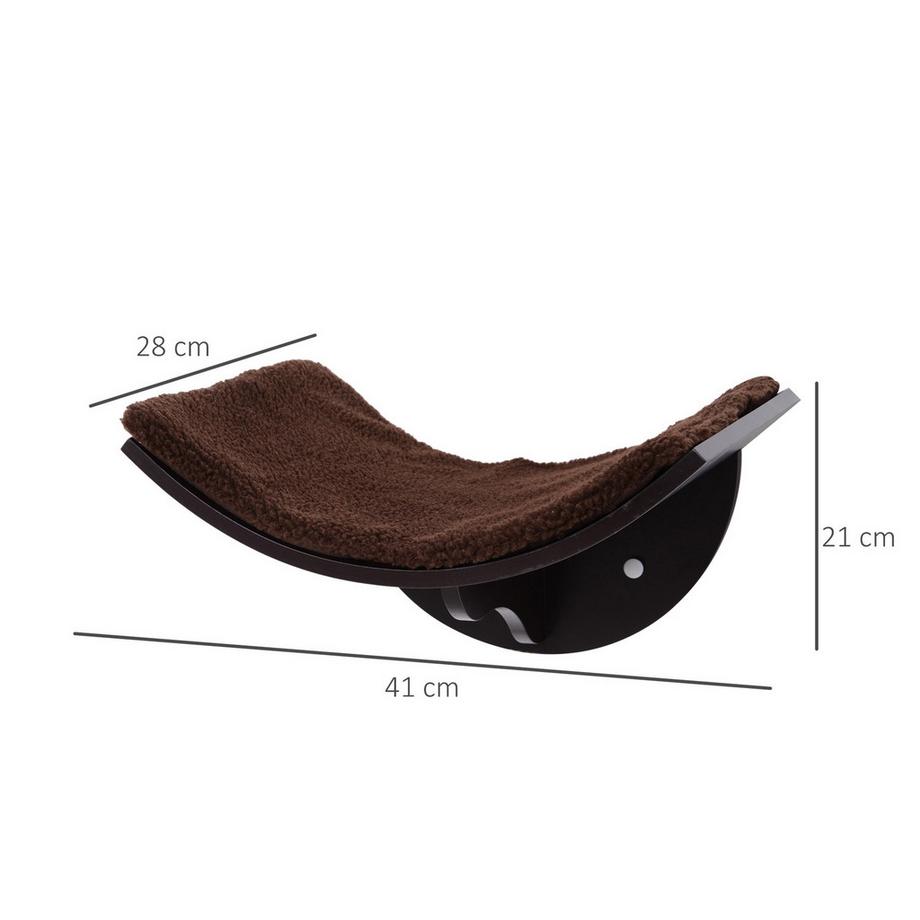 Northio  Katzenbett Wandmontage Gemütliche Wandliege Für Katzen Mit Plüschauflage, Mdf, Einfache Montage, Braun, 41X28X21Cm 