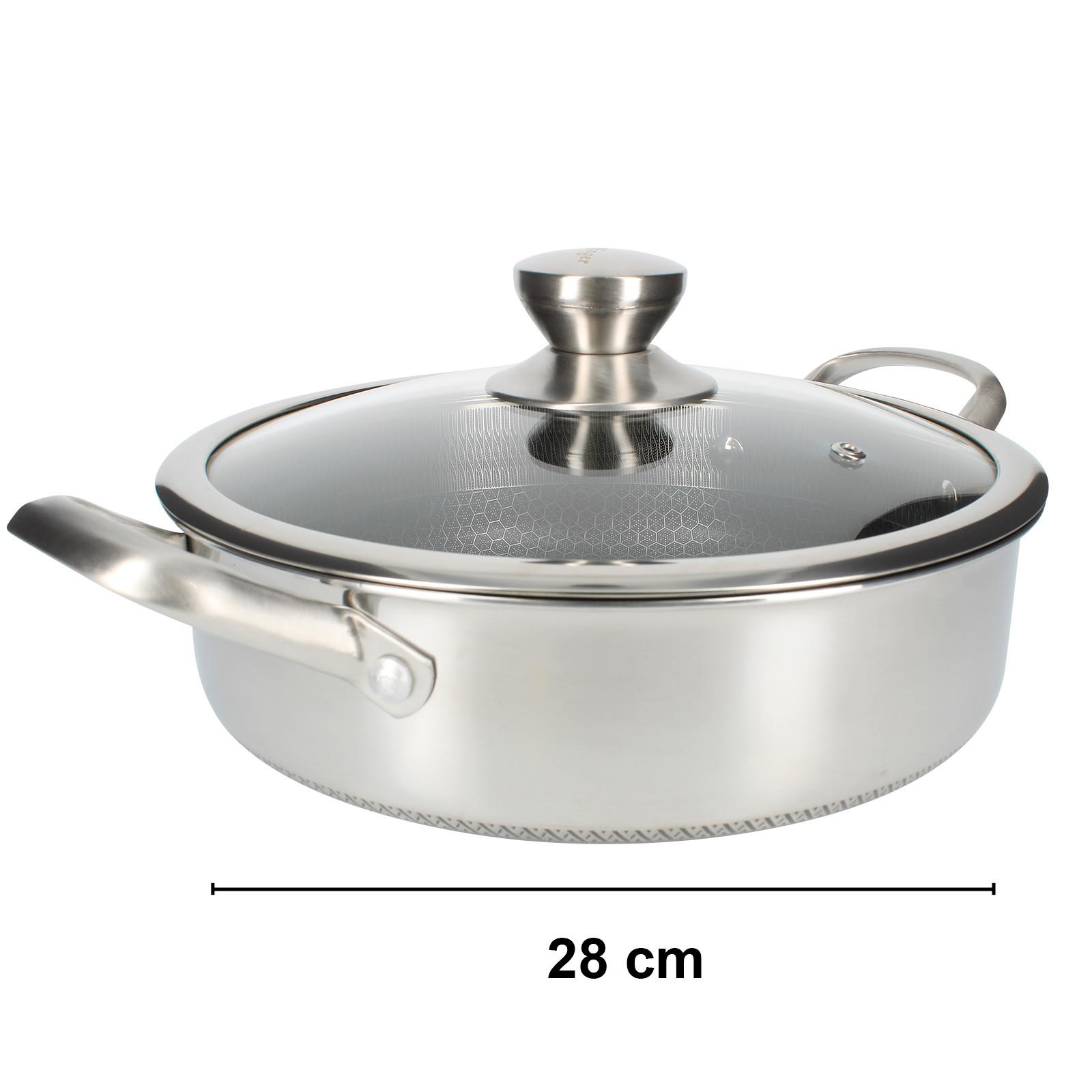 Cheffinger Poêle à Sauter Premium avec Couvercle 28cm  