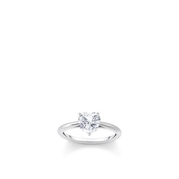 Bague blanche Zirconia en forme de coeur Argent