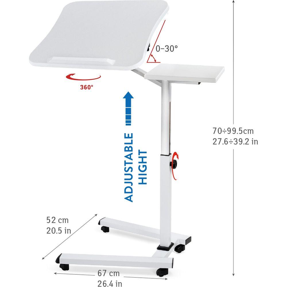 Tatkraft  Like Laptoptisch mit Mausablage 67 x 70-99.5 x 52 cm dreh- und fahrbar, Weiss 