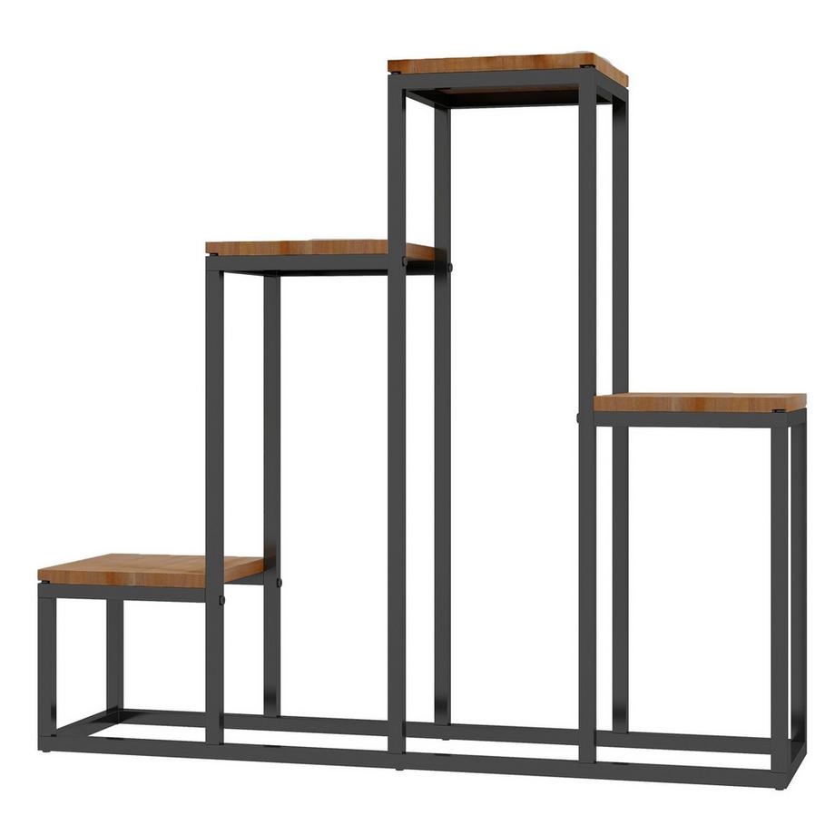 Northio Support Pour Plantes, Étagère À Fleurs À 4 Niveaux, Étagère Pour Plantes Escalier Pour Plantes, Support À Fleurs Pour Balcon, Jardin, Marron Clair, 80 X 20 X 74 Cm  