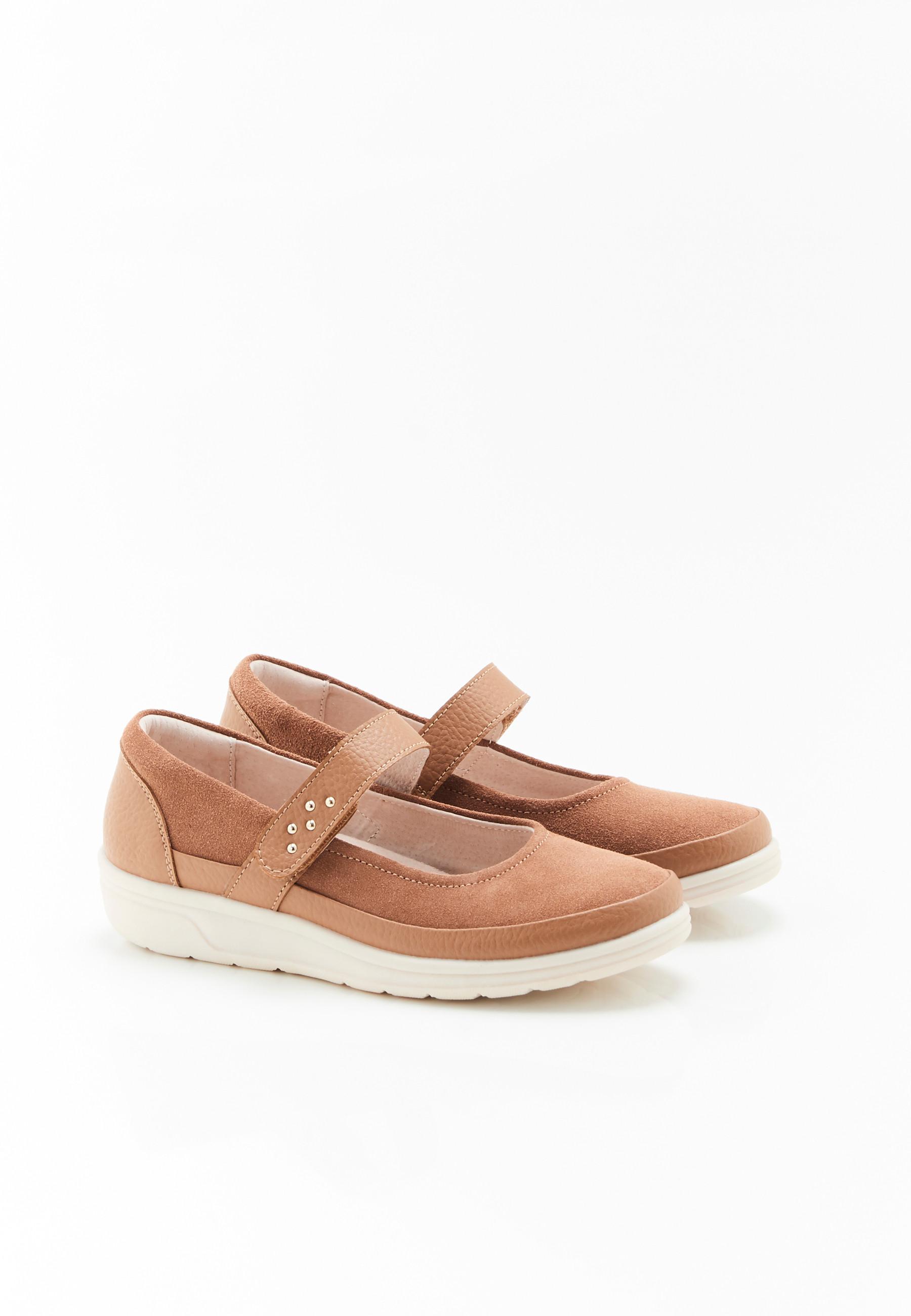 Image of Riemchenschuhe Aus Zwei Materialien Damen Camel 36