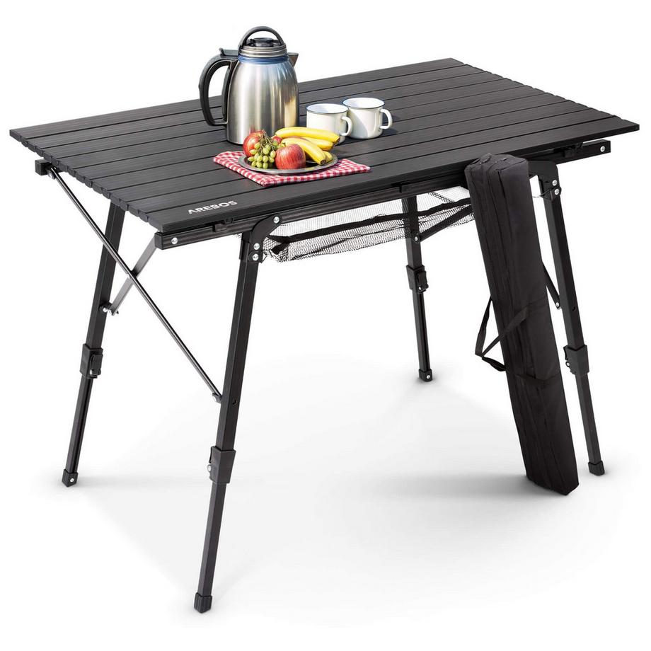 Arebos Table de camping Table à roulettes en aluminium Table pliante Outdoor  