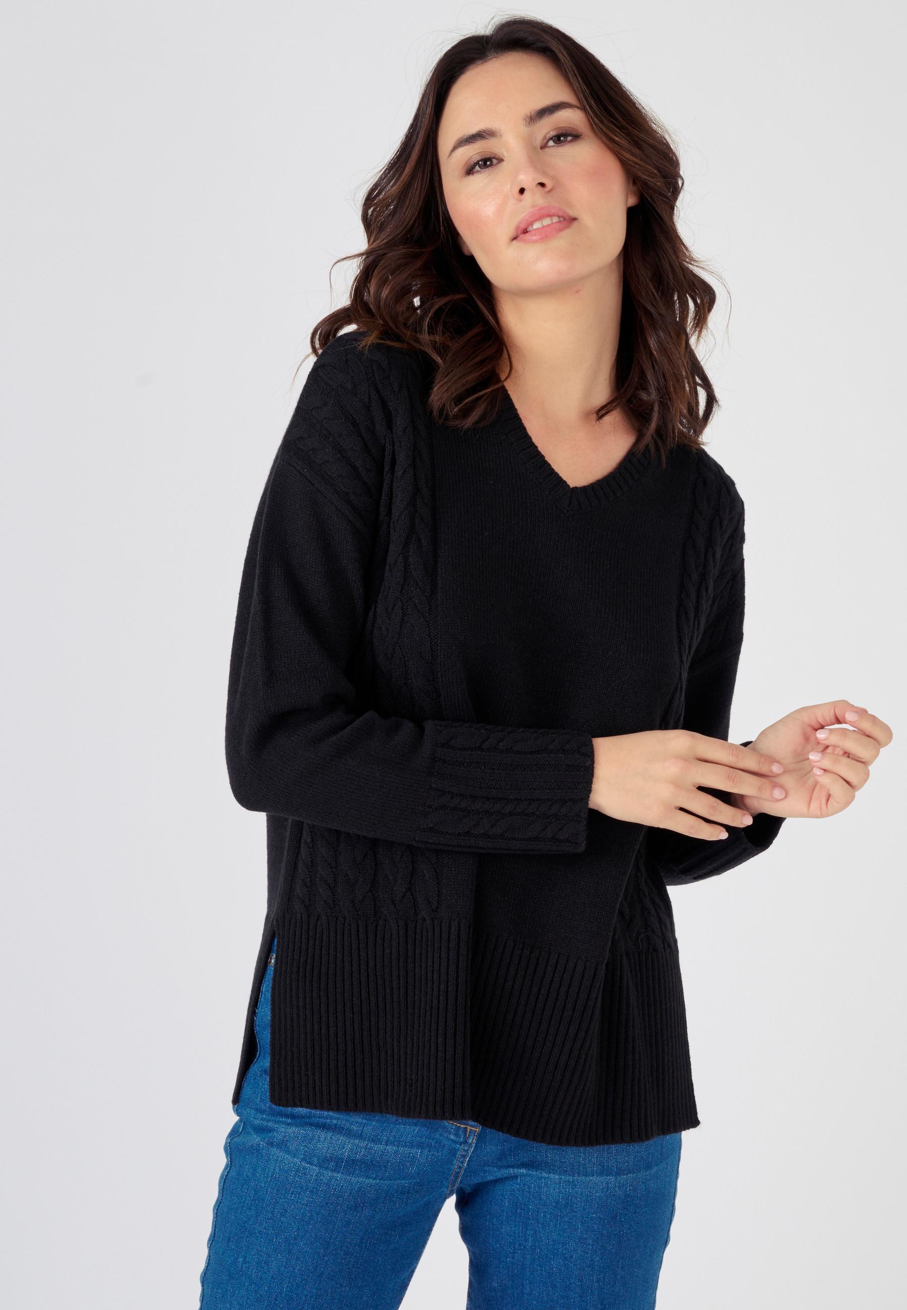 Damart  Pullover mit V-Ausschnitt und Zopfmuster 