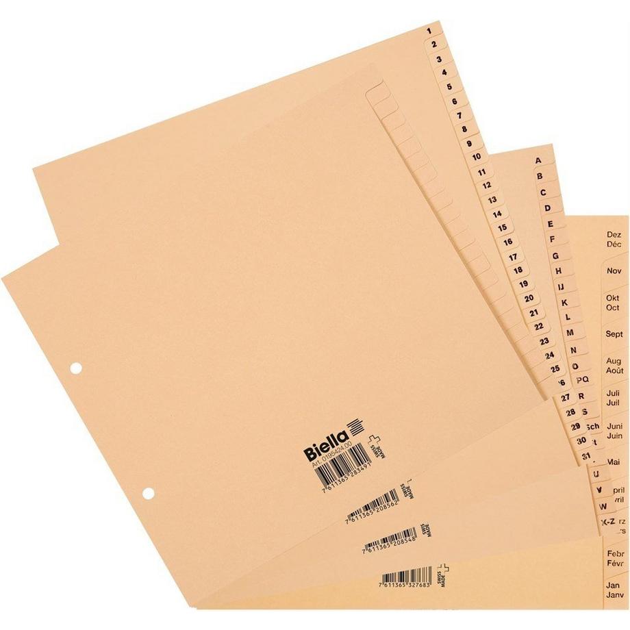 Biella BIELLA Register Karton braun A4 19542400 24-teilig  