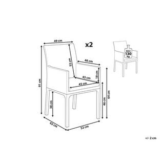 Beliani Lot de 2 chaises de jardin avec coussins en Tissu Industriel BACOLI  