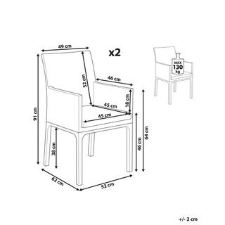 Beliani Lot de 2 chaises de jardin avec coussins en Polyester Industriel BACOLI  