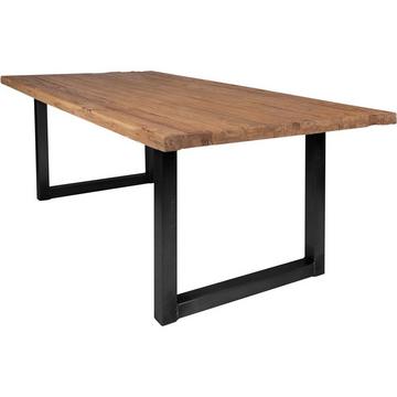 Table 180x100 cm - teck recyclé naturel - fer noir