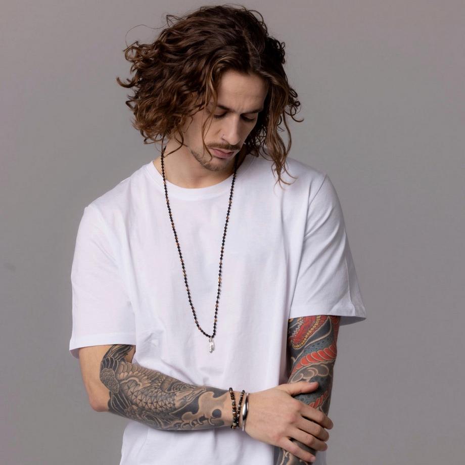 Balibay  Collier Maris orné de pierres précieuses et de plumes en argent 