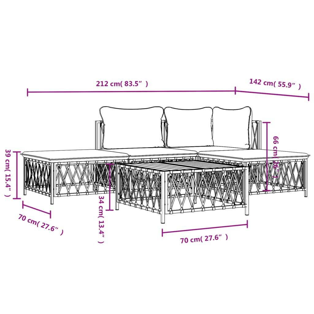 VidaXL set salotto da giardino Acciaio  