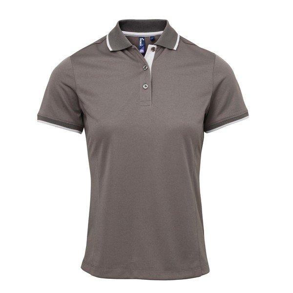 Image of Kontrast Coolkaro Polo Shirt Damen Grau XXL