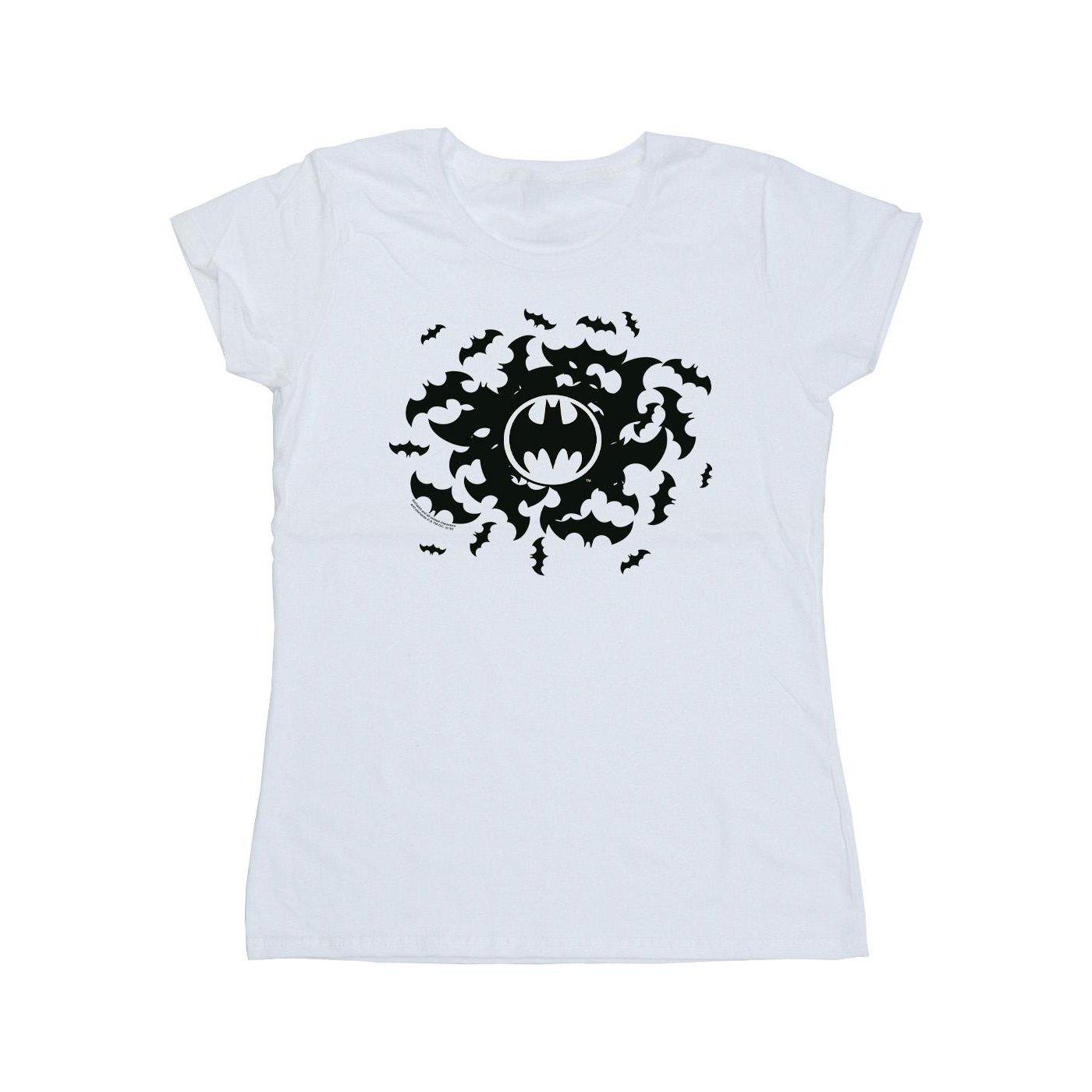 Image of Batman Bat Swirl Tshirt Damen Weiss S