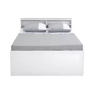 Letto alla Francese 140x190 Bianco Rete a Doghe con Cassetti una