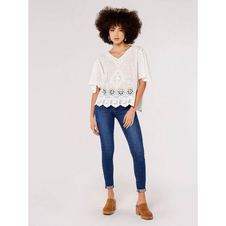 APRICOT Haut en dentelle festonnée  