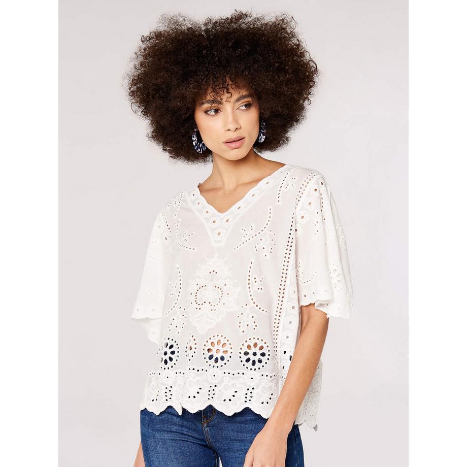 APRICOT Haut en dentelle festonnée  