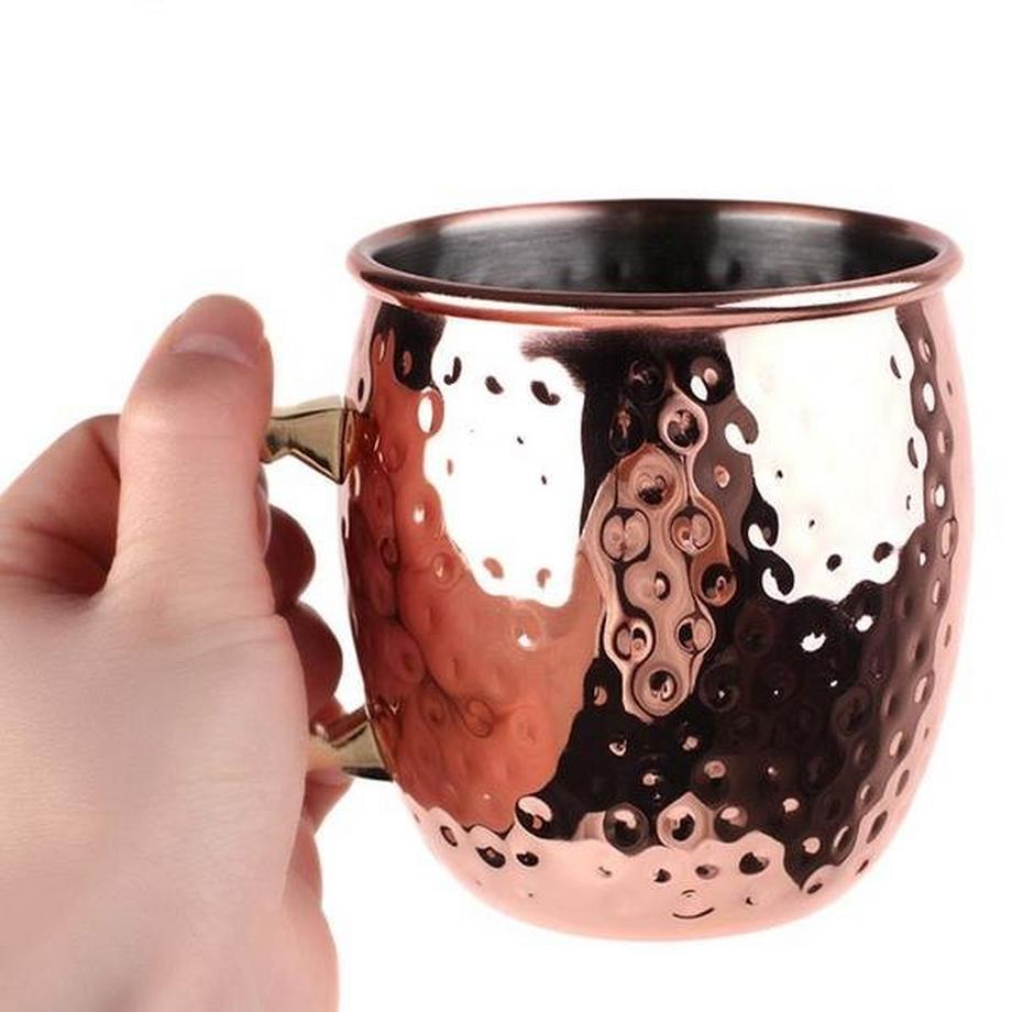eStore Gobelet Couleur Cuivre en Acier Inoxydable - Martelé  