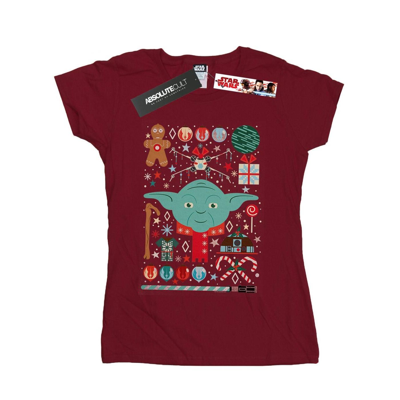 Image of Yoda Christmas Tshirt Damen Weinrot S