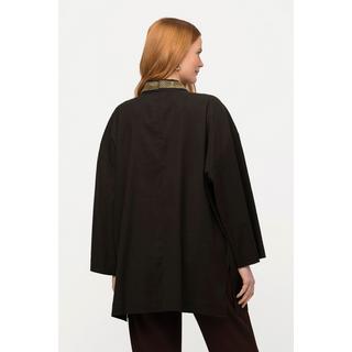 Ulla Popken  Kimono-Jacke, Schalkragen, Leinenmix, Perlenborte 