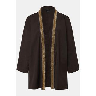 Ulla Popken  Kimono-Jacke, Schalkragen, Leinenmix, Perlenborte 