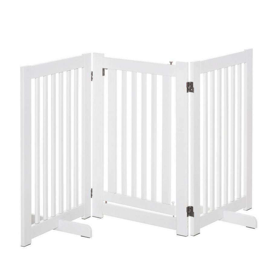 Northio  Barrière De Protection En Bois Pour Chiens, Réglable, Pliable, Blanc, 155 X 1,5 X 76 Cm 