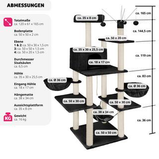 Tectake  Arbre à chat LILOU 165 cm 