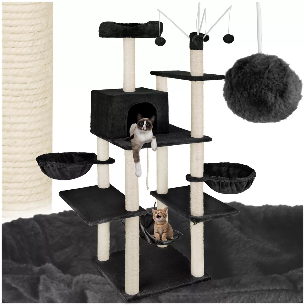 Tectake - Kratzbaum Lilou 165 cm Sisal, One Size, Charcoal Black