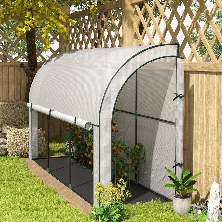 Northio Serra con porta scorrevole, serra in pellicola resistente all'inverno in acciaio, serra per balcone, giardino, serra per pomodori con protezione UV 300x80x157cm serra per pomodori per ortaggi fiori piante bianca  