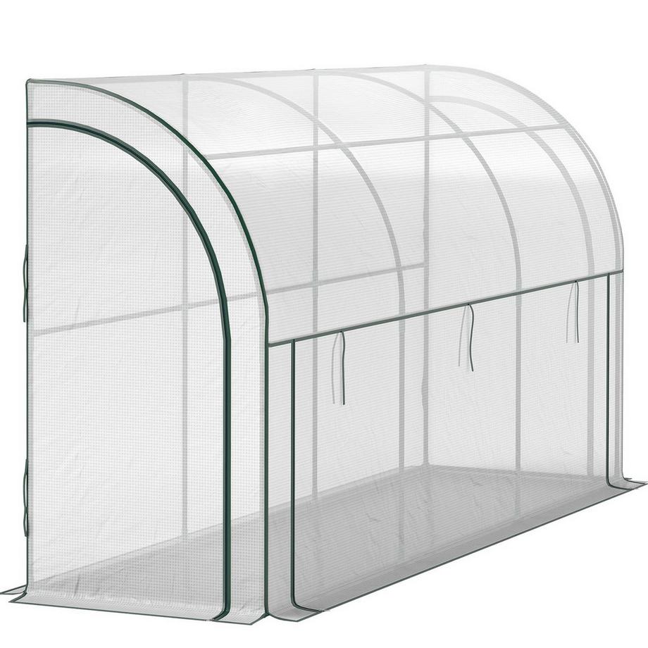 Serra con porta scorrevole, serra in pellicola resistente all'inverno in acciaio, serra per balcone, giardino, serra per pomodori con protezione UV 300x80x157cm serra per pomodori per ortaggi fiori piante bianca