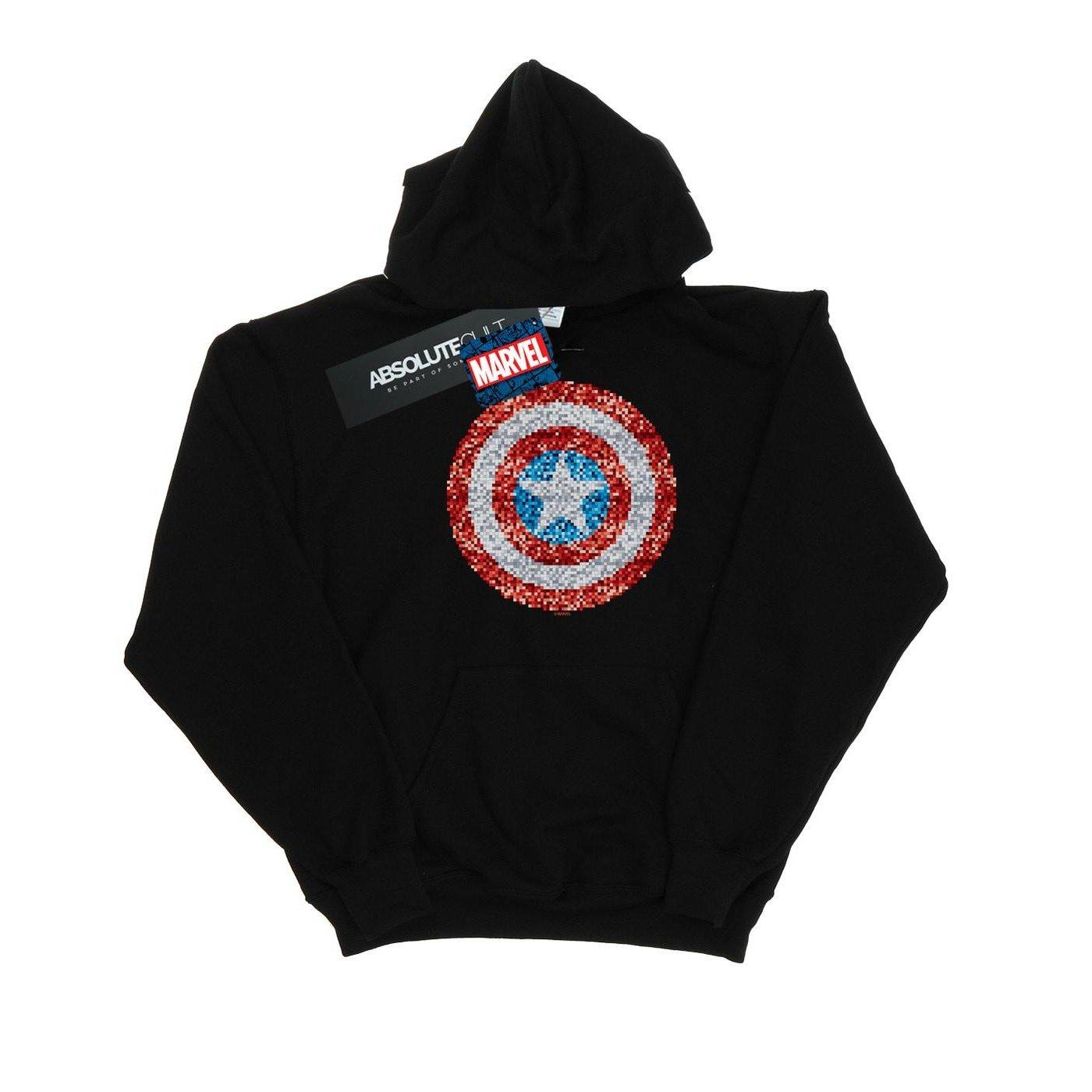 Image of Captain America Pixelated Shield Kapuzenpullover Mädchen Schwarz 128