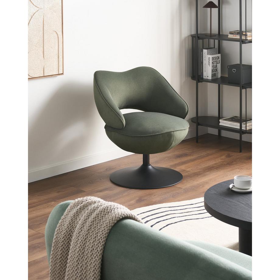 Beliani Fauteuil pivotant en Velours Rétro SANDET  