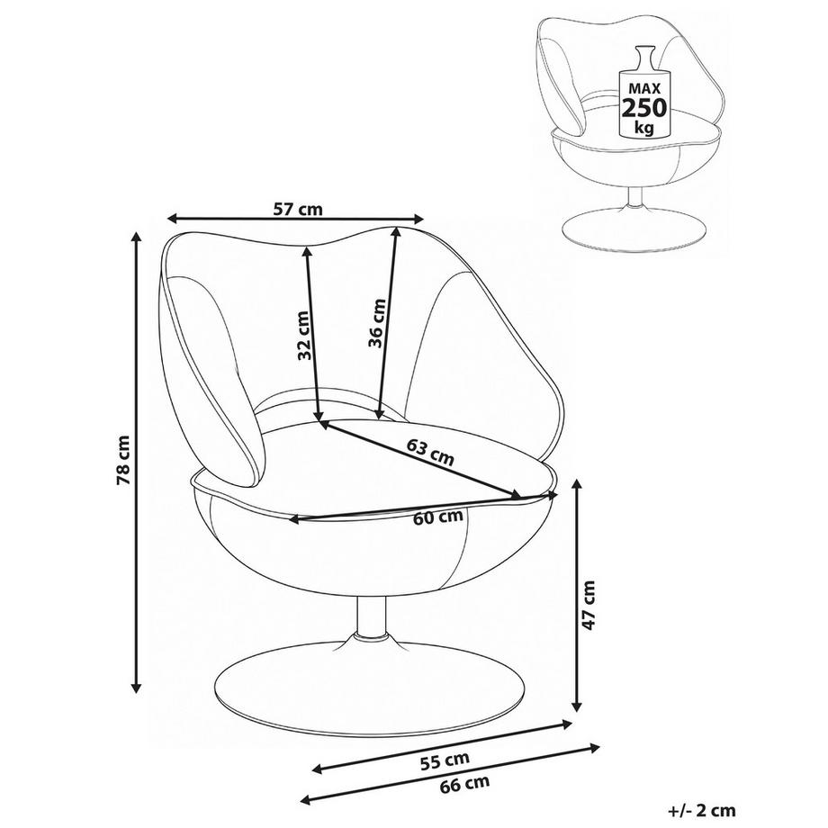 Beliani Fauteuil pivotant en Velours Rétro SANDET  