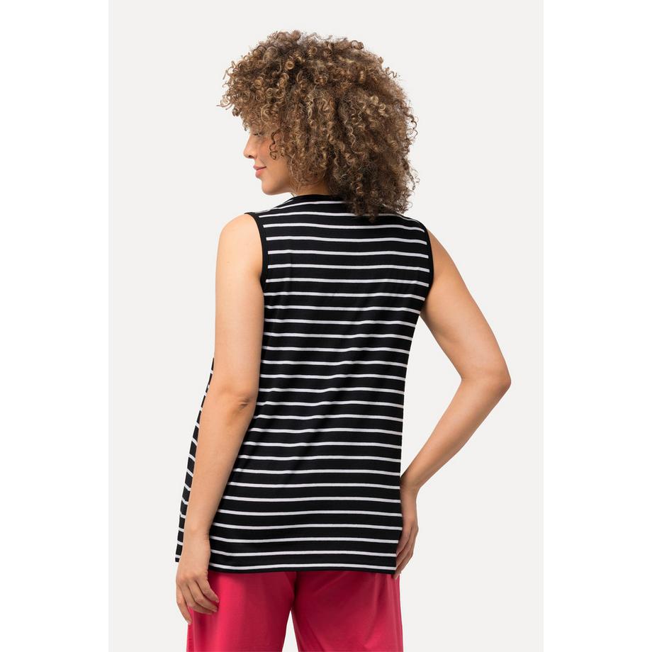 Ulla Popken Débardeur Col V Sans Manches Lot de 2 Rayé et Uni  