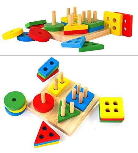 Activity-board  Empileur de trieur de forme colorée de jouet empilable en bois pour enfants 