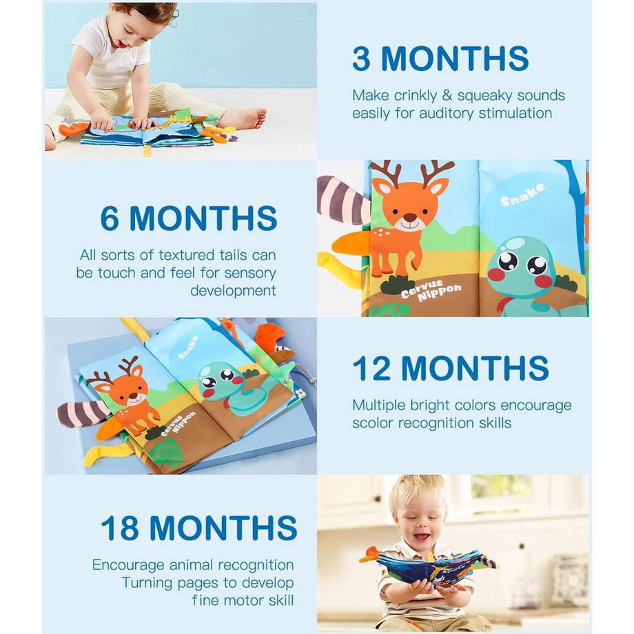 Activity-board  Baby Buch 2Pcs, Touch Buch Baby,Interaktives Baby Buch,3D Malbuch,Ausgestopftes Buch,Knisterbuch Spielzeug,Ruhiges Buch 