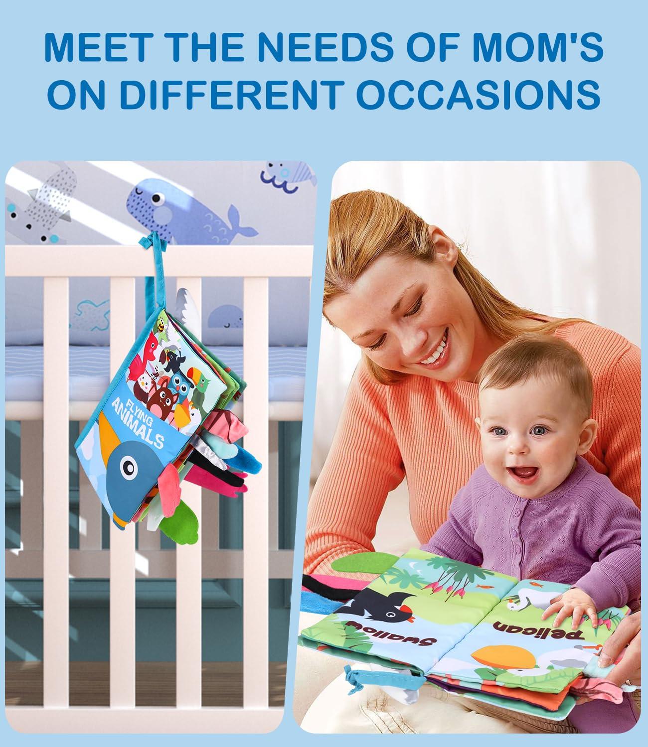 Activity-board  Livre pour bébé 2Pcs, livre tactile pour bébé, livre interactif pour bébé, livre à colorier en 3D, livre en peluche, livre crépitant, livre silencieux. 