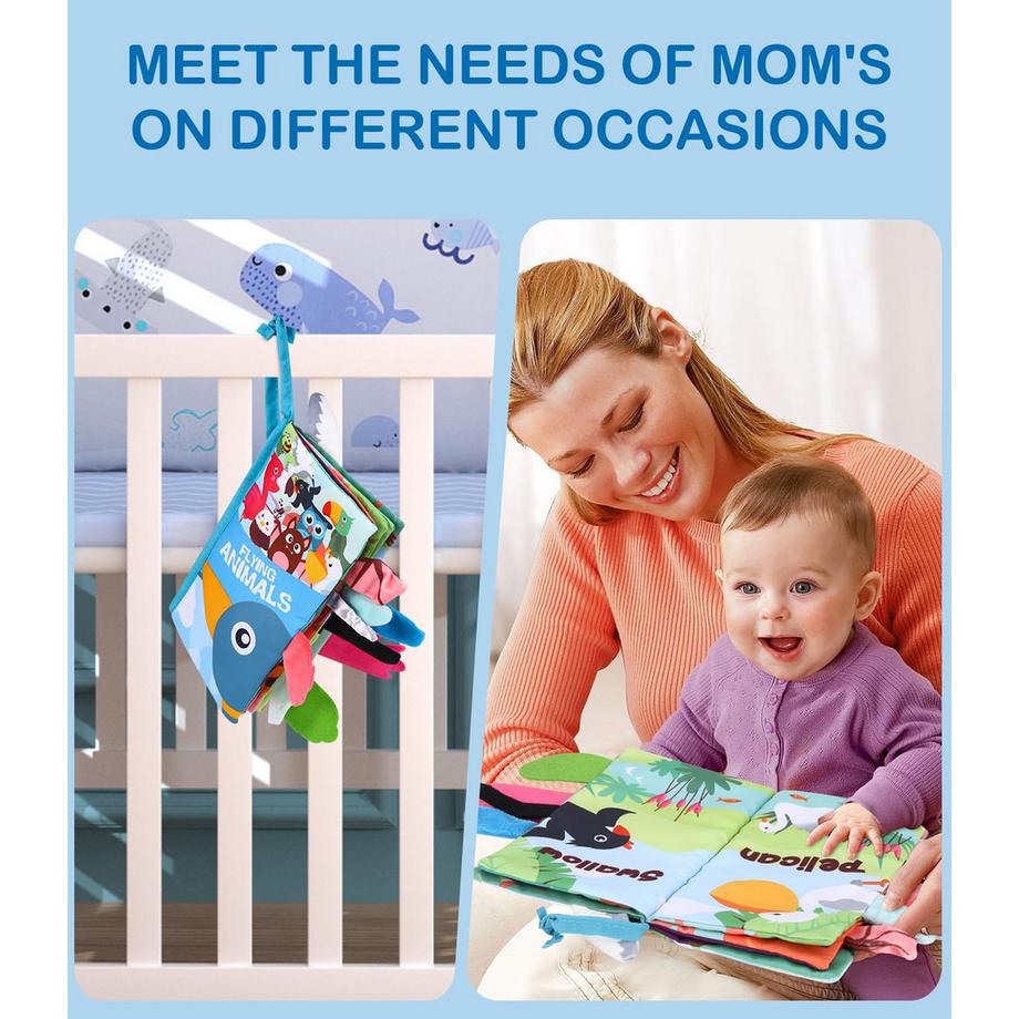 Activity-board  Baby Buch 2Pcs, Touch Buch Baby,Interaktives Baby Buch,3D Malbuch,Ausgestopftes Buch,Knisterbuch Spielzeug,Ruhiges Buch 