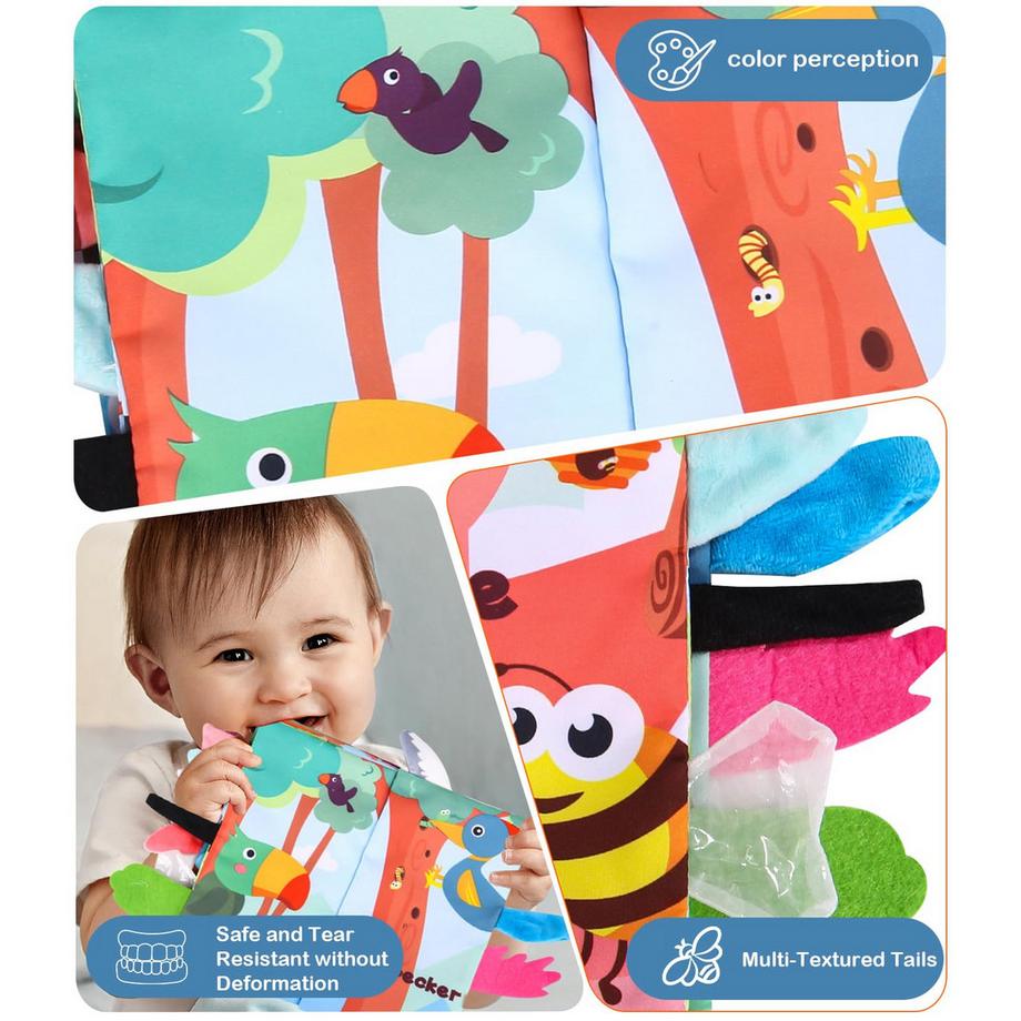 Activity-board  Baby Buch 2Pcs, Touch Buch Baby,Interaktives Baby Buch,3D Malbuch,Ausgestopftes Buch,Knisterbuch Spielzeug,Ruhiges Buch 