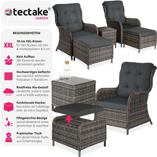 Tectake Salottino in rattan e alluminio Benissa 2+2  