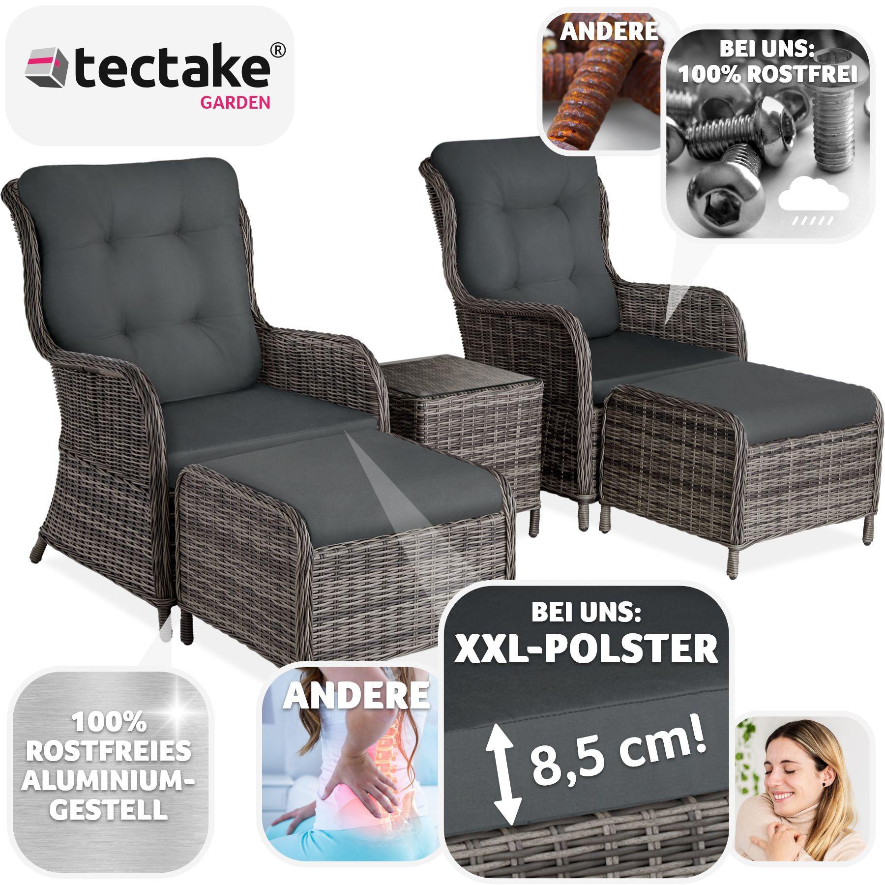 Tectake Salottino in rattan e alluminio Benissa 2+2  